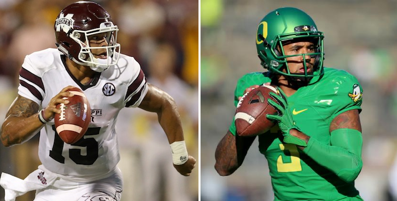 Dak Prescott (left) and Vernon Adams (right), two of the late round QB options for the Ravens.