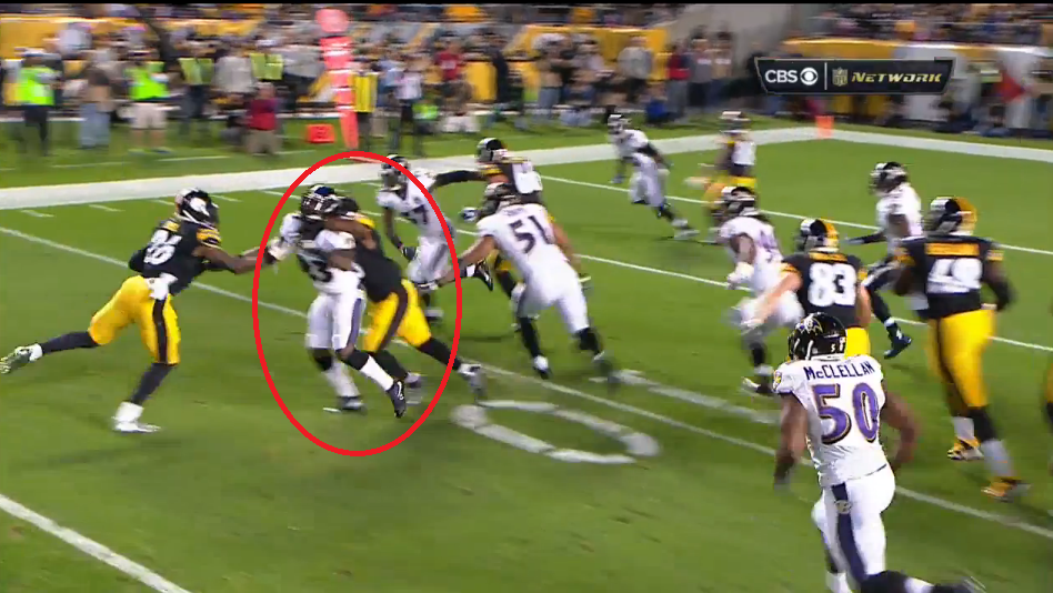 An egregious missed holding call from Blakeman's crew nearly cost the Ravens