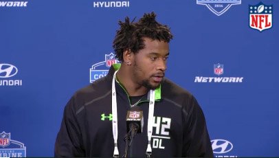 Ole Miss DT Robert Nkemdiche at a press conference at the NFL Combine.