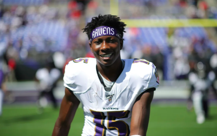 Marquise Brown smiles