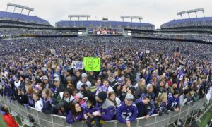 Ravens fans celebrating at the Super Bowl XLVII parade