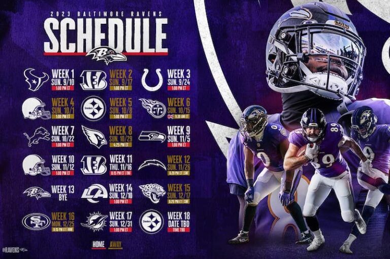 Ravens Schedule Takes & Notes Russell Street Report schedule