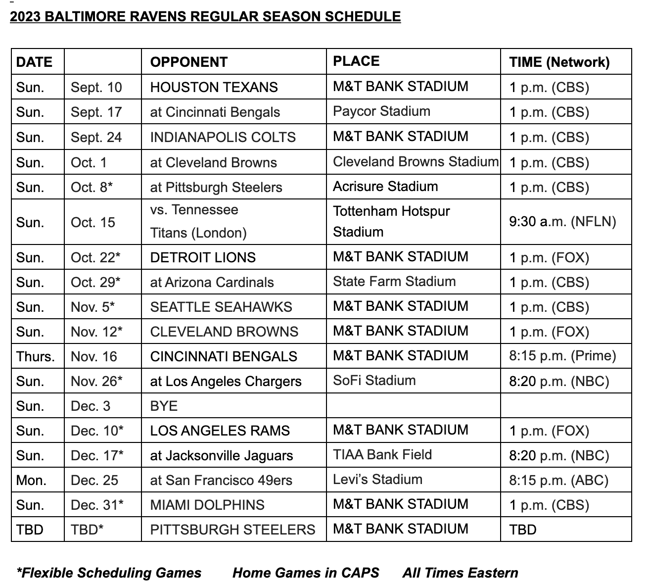 Los Angeles Rams release official 2023 season schedule: Philadelphia  Eagles, Cincinnati Bengals, Baltimore Ravens & more