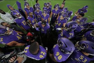 Ravens huddle